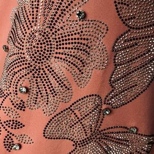 Coral Pink Rhinestone Floral Top